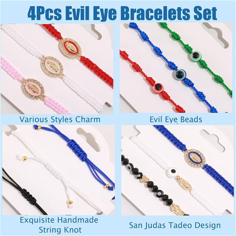 Bovemee Pink String Evil Eye 7 Knot Lucky Bracelets Mexican Braclets Red Braided Black Rope San Judas Bracelet Virgin Mary Amulet Gift for Women Men - Image 4